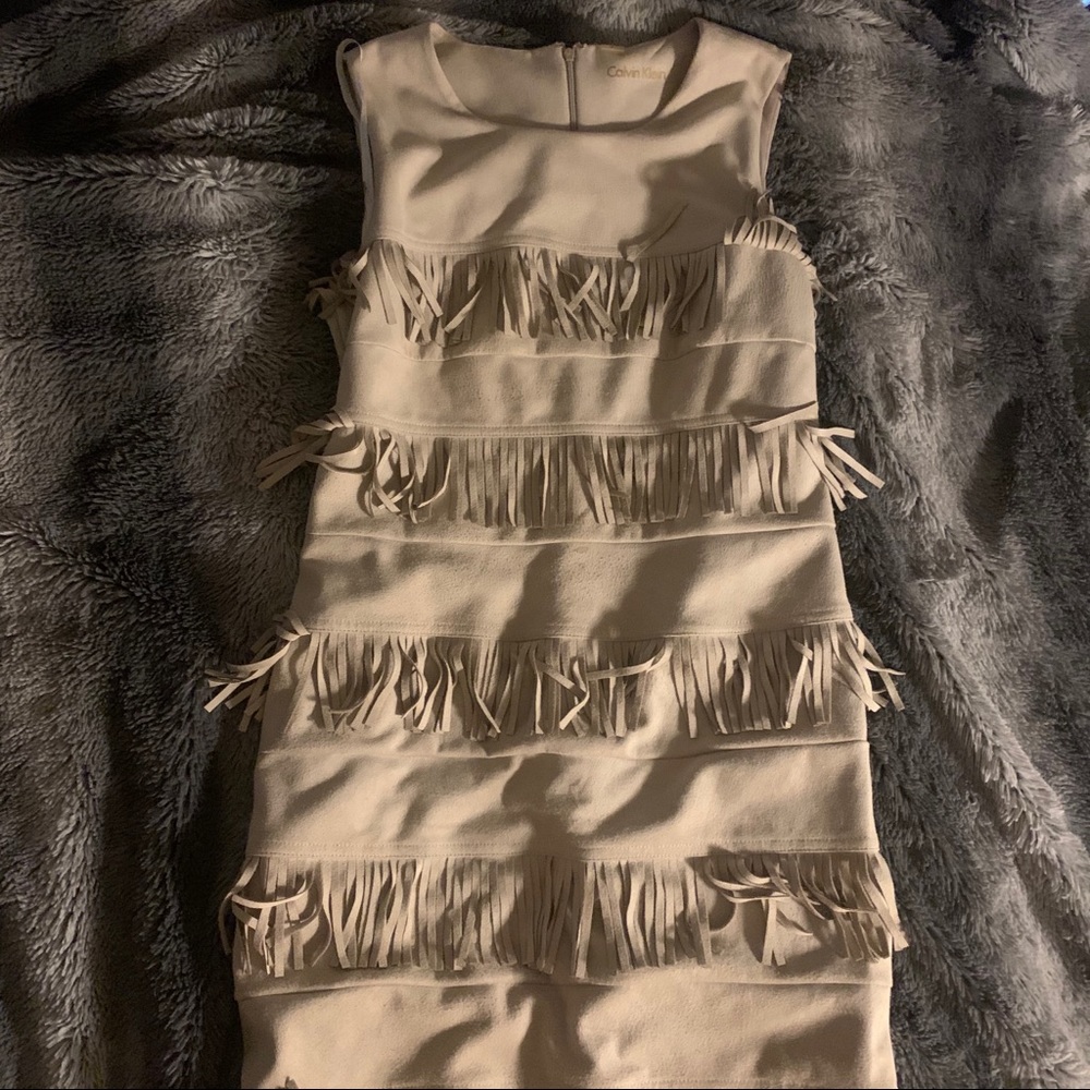 Suede Calvin Klein fringe dress